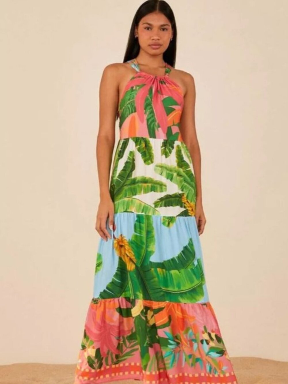 FARM Rio Tropical Patch Maxi Dress sz M NWT (Brazil line exclusive)
